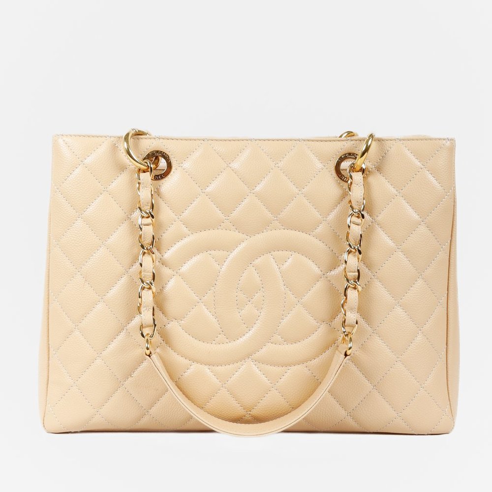 Chanel Beige Caviar Grand Shopping Tote GST GHW